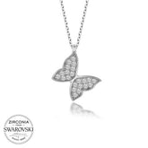 Collier papillon en argent avec pierres Swarovski pour femme