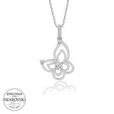 Collier papillon en argent avec pierres Swarovski pour femme