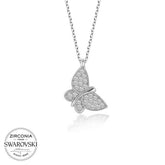 Collier papillon en argent avec pierres Swarovski pour femme