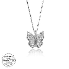 Silver Butterfly Necklace with Swarovski Stones