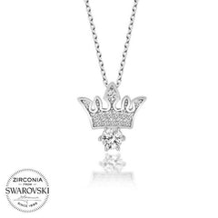 Swarovski Stone Silver King Crown Women's Necklace