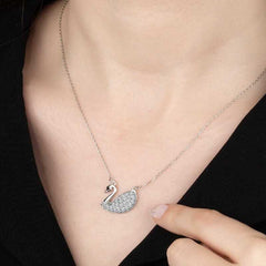 Swarovski Stone Silver Swan Women's Necklace
