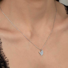 Swarovski Stone Silver Bird Women's Necklace