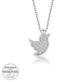 Swarovski Stone Silver Bird Women's Necklace