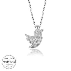 Swarovski Stone Silver Bird Women's Necklace