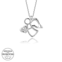 Swarovski Stone Silver Angel Women's Necklace