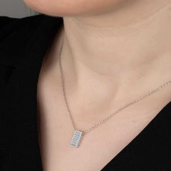 Swarovski Stone Silver Row Stone Women's Necklace