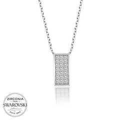 Swarovski Stone Silver Row Stone Women's Necklace
