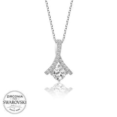 Swarovski Stone Silver Solitaire Women's Necklace