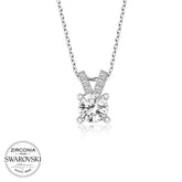 Swarovski Stone Silver Solitaire Women's Necklace