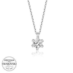 Swarovski Stone Silver Solitaire Women's Necklace