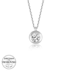 Swarovski Stone Silver Solitaire Women's Necklace