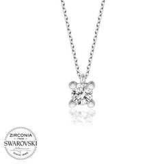 Swarovski Stone Silver Solitaire Women's Necklace