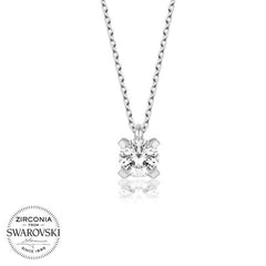 Swarovski Stone Silver Solitaire Women's Necklace