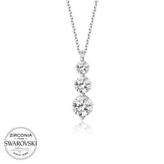Swarovski Stone Silver Three Stone Solitaire Women's Necklace