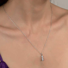 Swarovski Stone Silver Three Stone Solitaire Women's Necklace