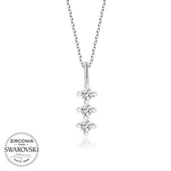 Swarovski Stone Silver Three Stone Solitaire Women's Necklace