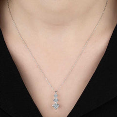 Swarovski Stone Silver Three Stone Solitaire Women's Necklace