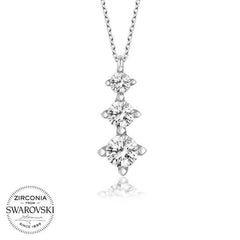 Swarovski Stone Silver Three Stone Solitaire Women's Necklace