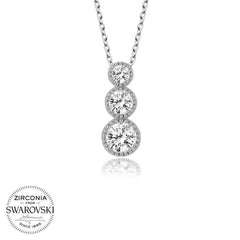 Swarovski Stone Silver Three Stone Solitaire Women's Necklace