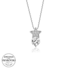 Swarovski Stone Silver Star Solitaire Women's Necklace