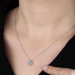Swarovski Stone Silver Star Solitaire Women's Necklace