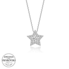 Swarovski Stone Silver Star Solitaire Women's Necklace