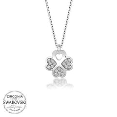 Swarovski Stone Silver Clover Women's Necklace