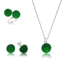 Silver Green Crystal Ladies Set