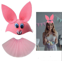 Costume de lapin rose NessiWorld - Ensemble chapeau et jupe tutu du 23 avril 2020