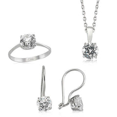 Silver Single Stone Women's Set