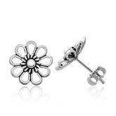 Boucles d'oreilles à tige en filigrane d'argent marguerite