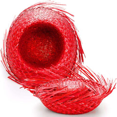 Nessiworld Tropikal Parti Kırmızı Hasır Hawaii Şapkası 13x36 cm