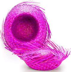 Nessiworld Tropikal Parti Pembe Fuşya Hasır Hawaii Şapkası 13x36 cm