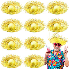 Nessiworld Tropikal Parti Sarı Hasır Hawaii Şapkası 13x36 cm