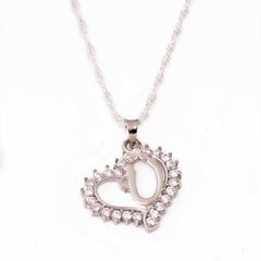 Silver U Letter Heart Women's Necklace