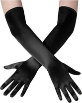 Gants longs en satin extra brillant Nessiworld, couleur noire