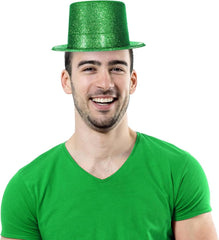 Chapeau de fête cylindrique en feutre pailleté vert Nessiworld