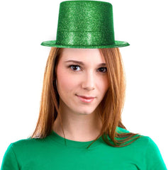 Chapeau de fête cylindrique en feutre pailleté vert Nessiworld
