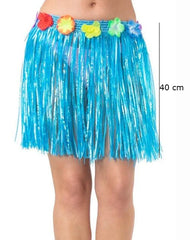 Nessiworld Adult and Child Compatible Blue Color Tassel Hawaii Luau Hula Skirt 40 cm