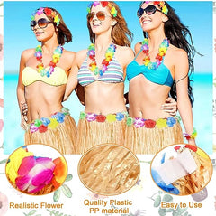 Nessiworld Adult and Child Compatible Straw Color Hawaii Luau Hula Skirt 40 cm 12 Pieces