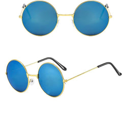 NessiWorld Round Glass John Lennon Style Gold Framed Blue Glasses
