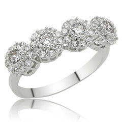 Silver Flower 5 Stone Women's Ring