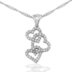 Silver 3 Heart Women's Necklace