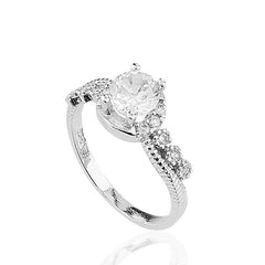 Silver Single Stone Women's Ring