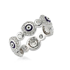 Silver Evil Eye Full Circle Women's Ring