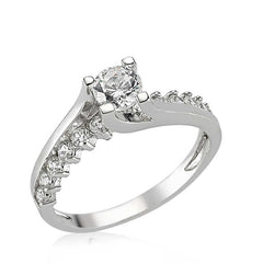 Silver Single Stone Women's Ring