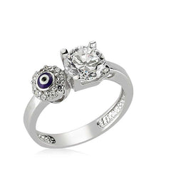 Silver Single Stone Evil Eye Women's Ring