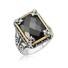 Silver Black Stone Men's Ring