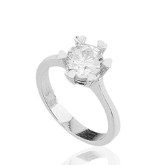 Silver Single Stone Women's Ring